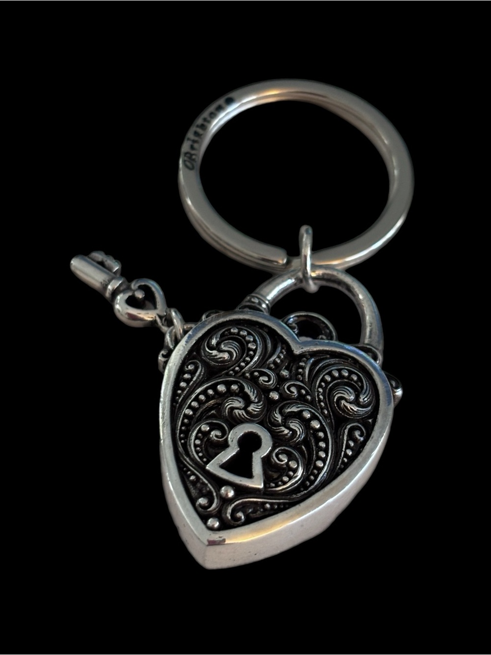 Brighton Silver Plated Heart Lock Keychain with Key Charm